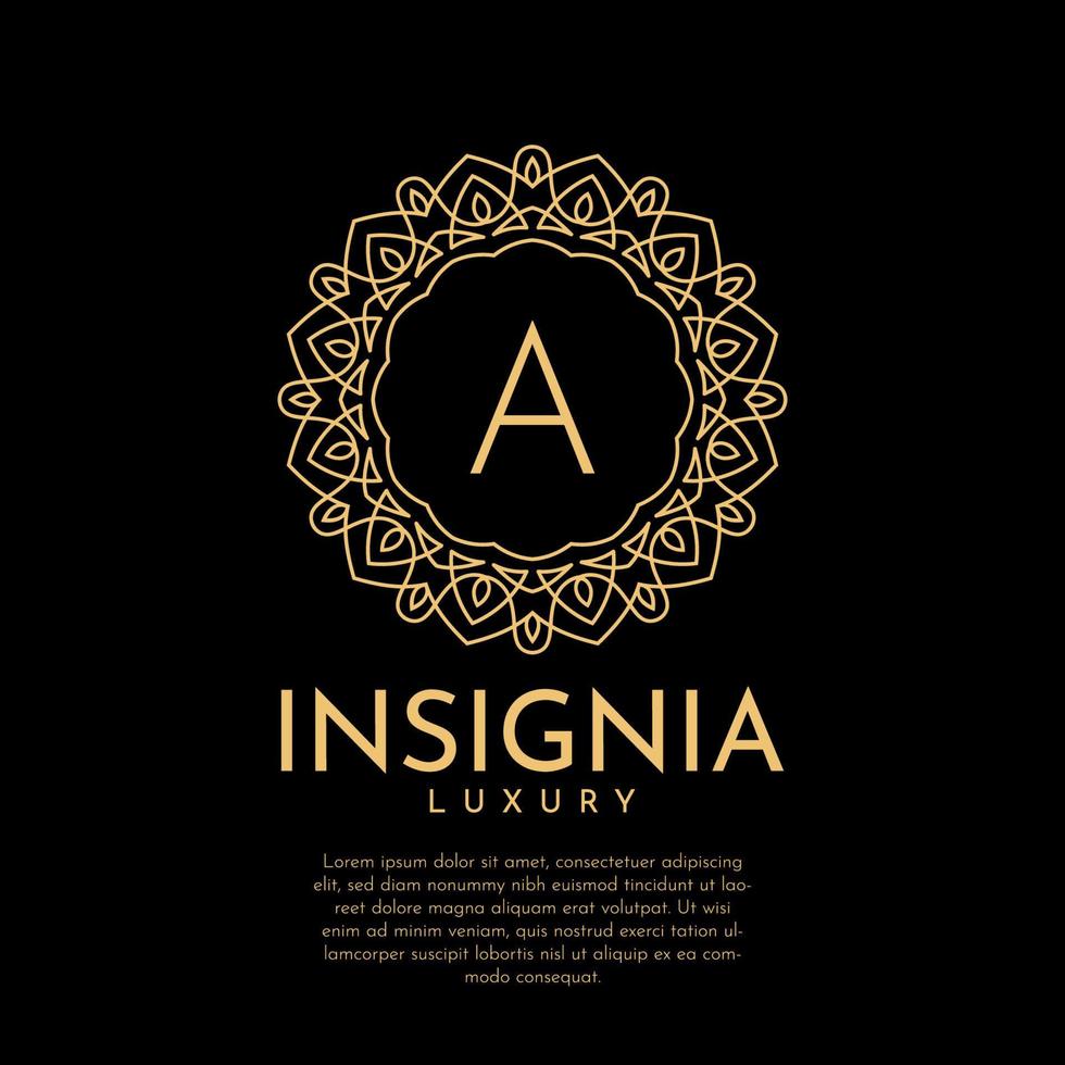 letter A luxurious insignia circle decorative lace vector logo design