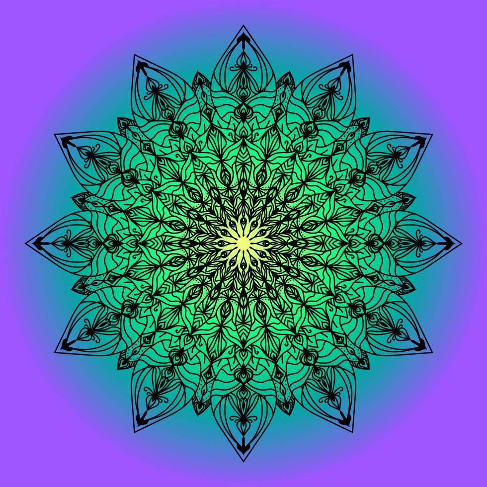 details round black mandala design with gradient background vector