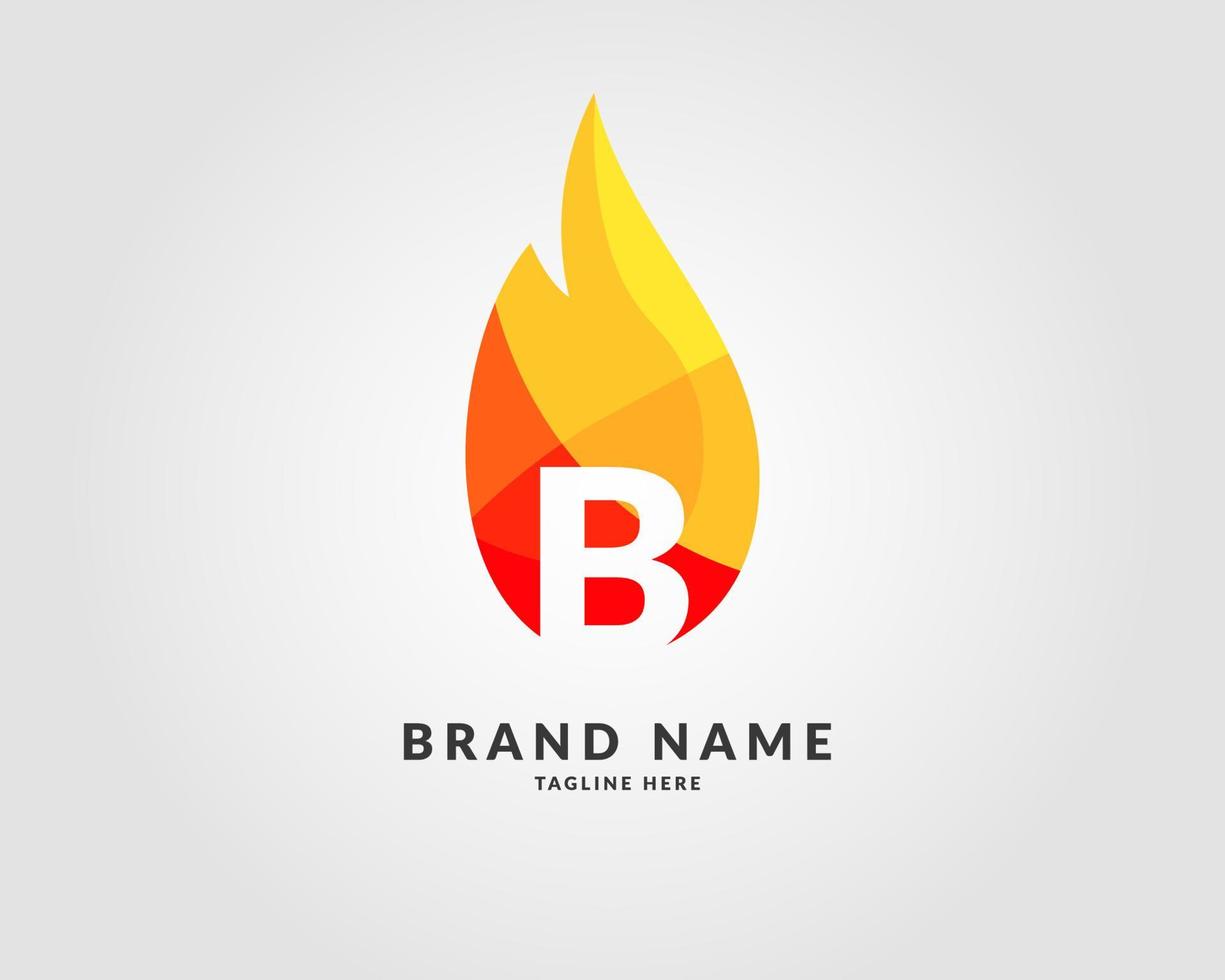 diseño de logotipo brillante de moda de llama moderna de letra b para empresa creativa y enérgica vector