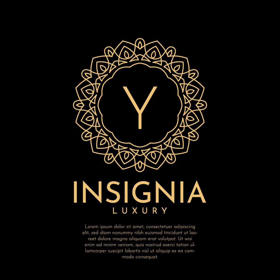 letter Y luxurious insignia circle decorative lace vector logo design