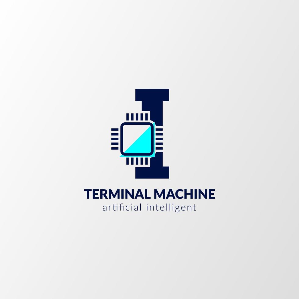 letter I circuit logo. terminal machine for technology, gadget, artificial intelligent vector