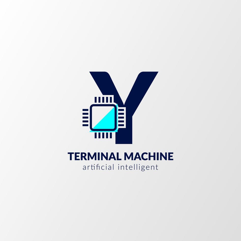 letter Y circuit logo. terminal machine for technology, gadget, artificial intelligent vector