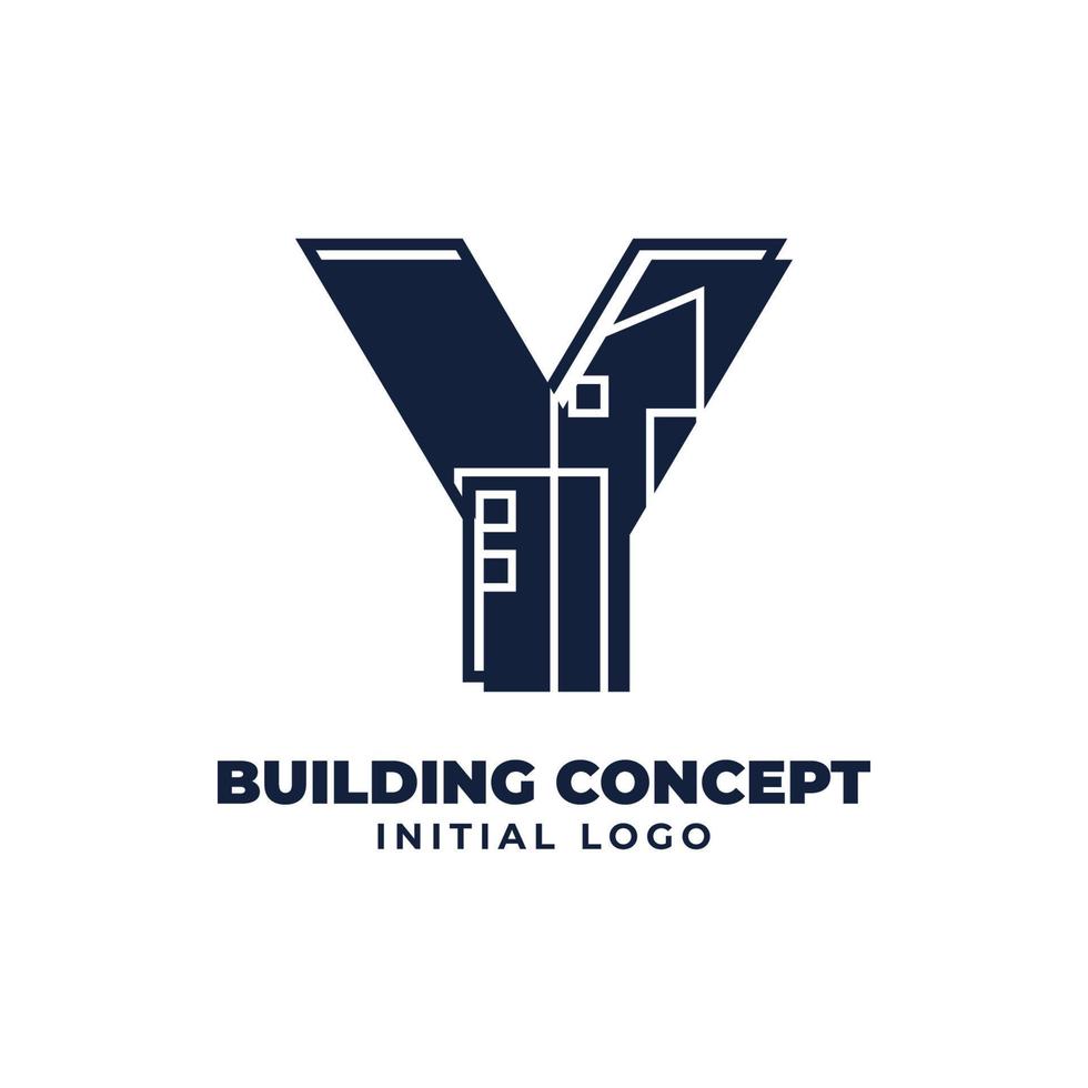 letter Y with building object initial vector logo design suitable for real estate and property business