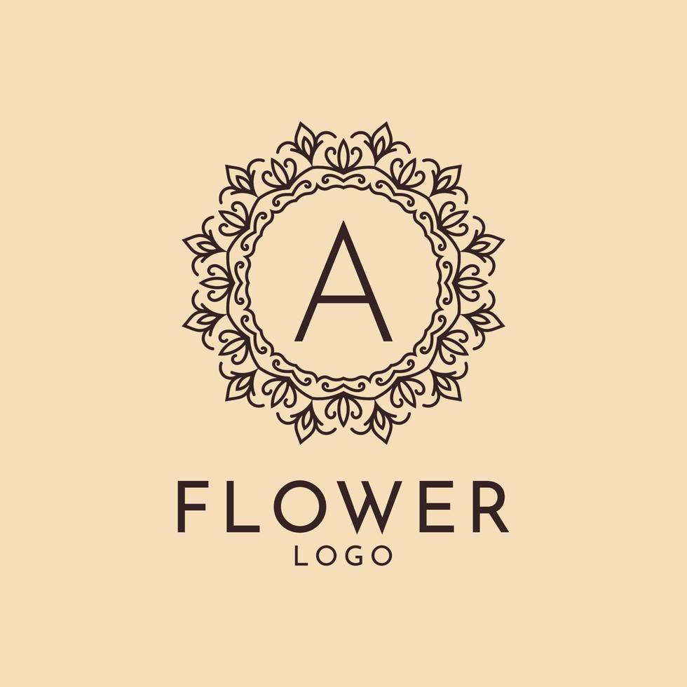 letter A flower circle decoration for spa, salon, hotel, florist, feminine brand vector