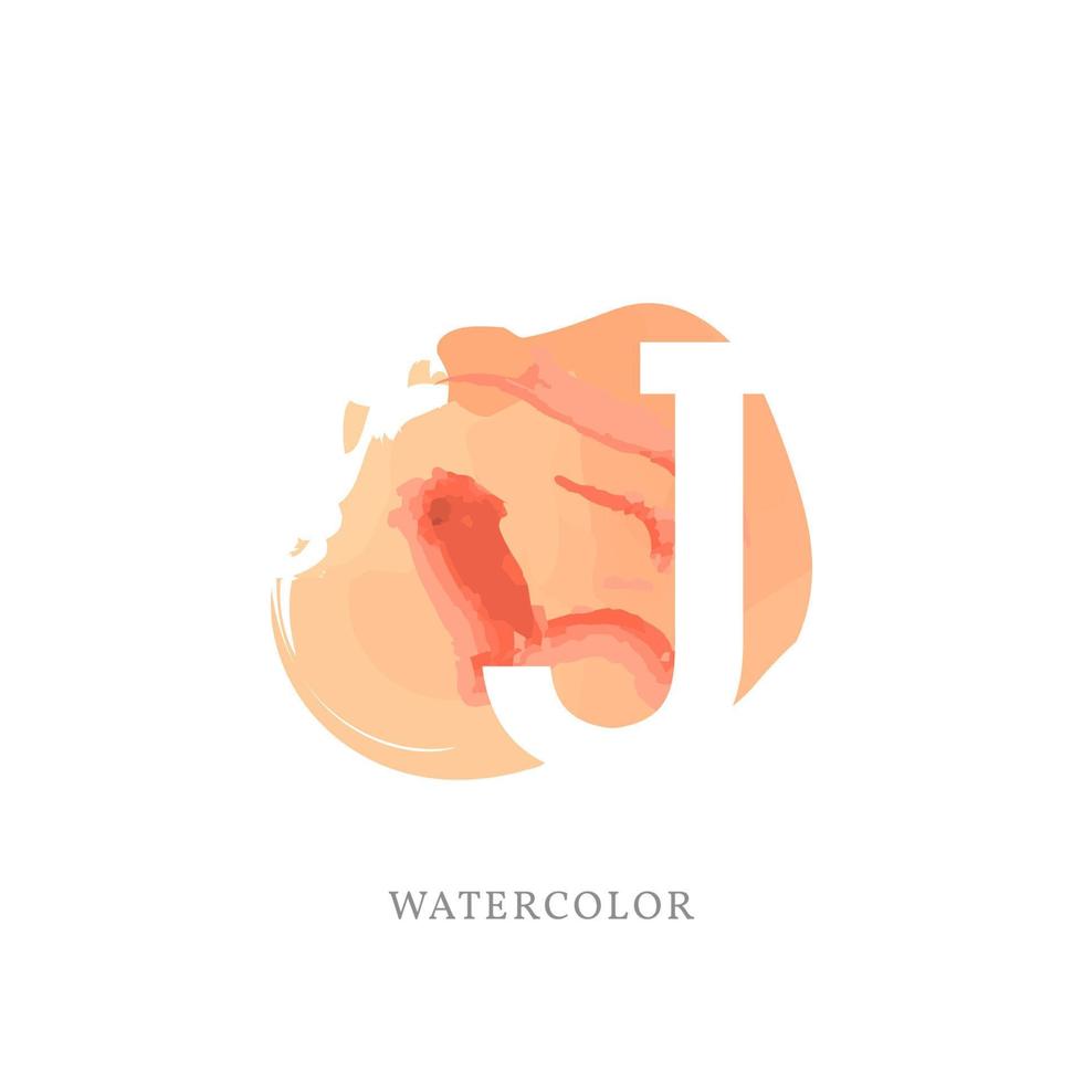 negative letter J with watercolor splash for fashion or beauty care logo, apparel brand, personal branding identity, make up artist or any other company vector