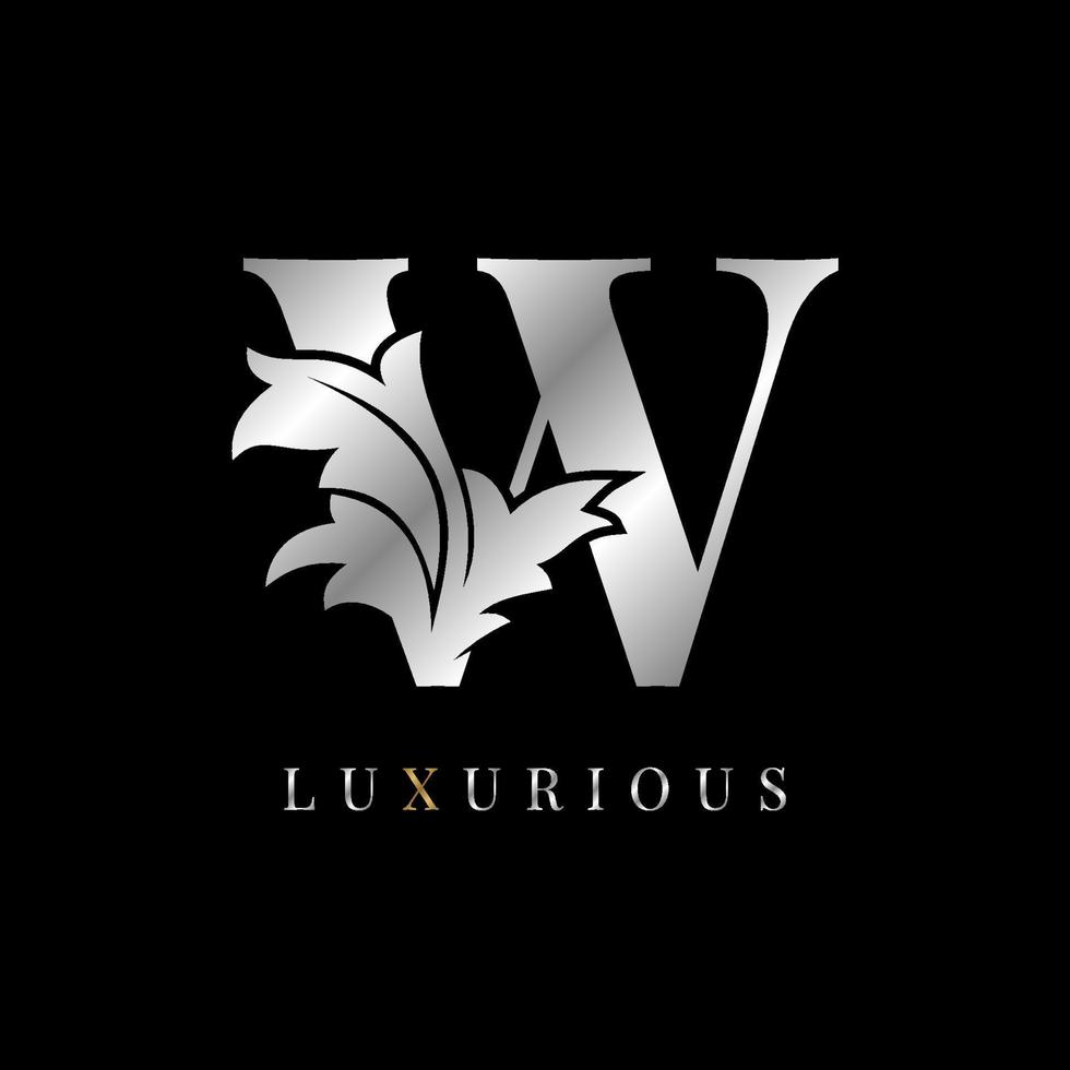 luxurious letter W vintage floral decoration victory brand boutique logo spa beauty care salon make up artist identity design element cottage initial bridal wedding gown designer vector