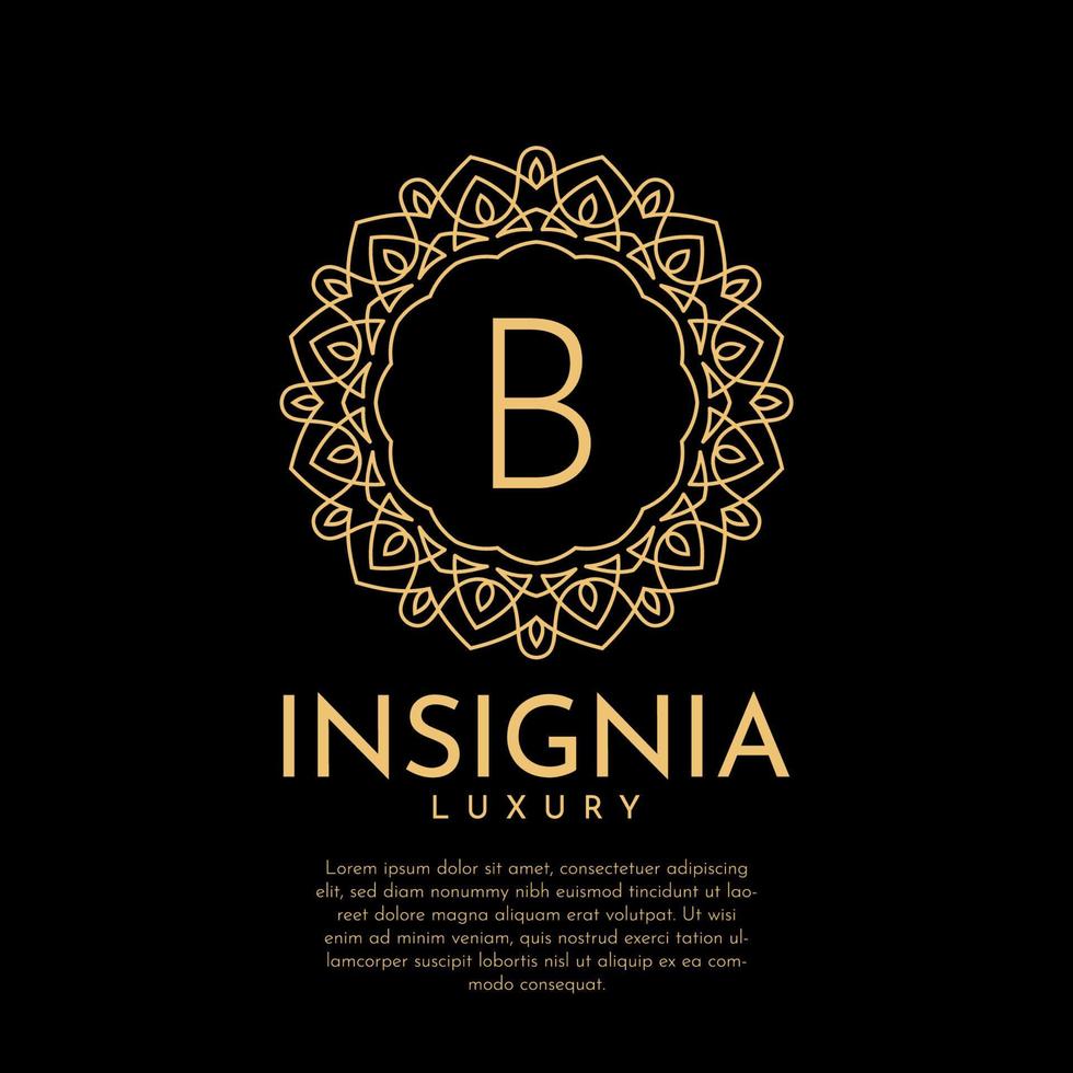 letter B luxurious insignia circle decorative lace vector logo design