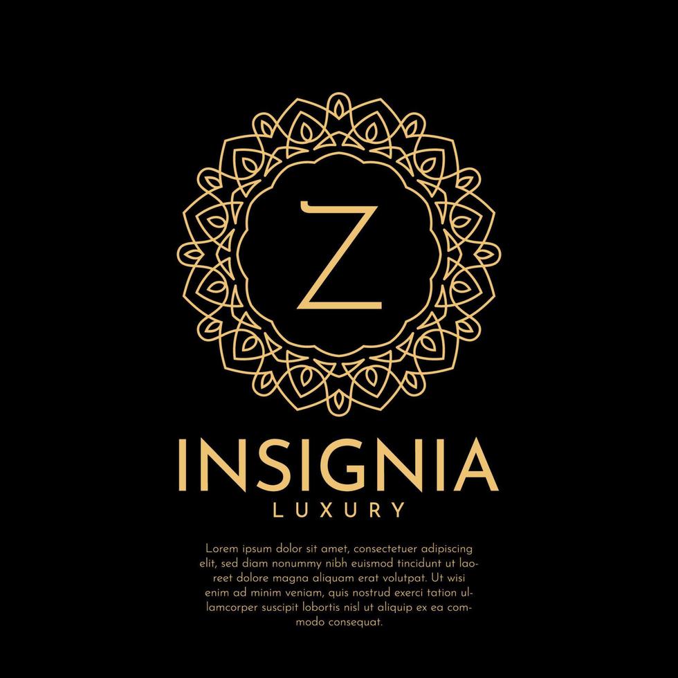 diseño de logotipo de vector de encaje decorativo de círculo de insignia de lujo de letra z