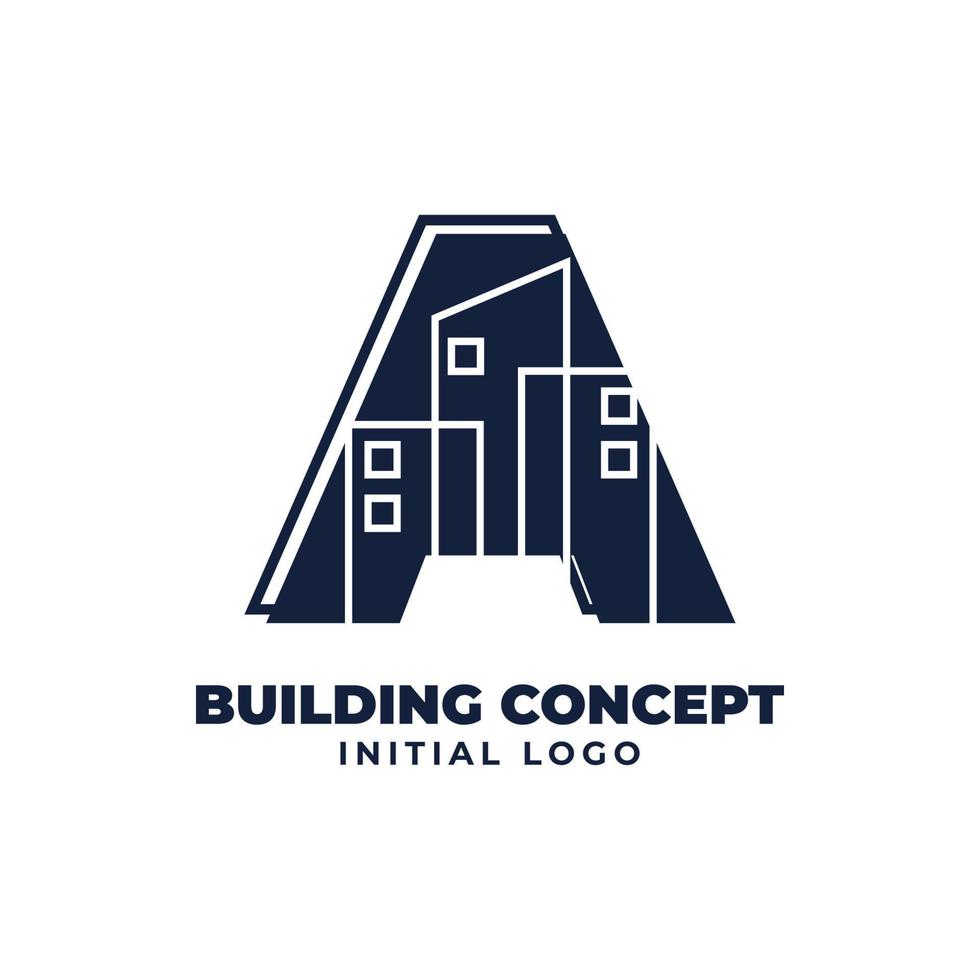 letter A with building object initial vector logo design suitable for real estate and property business
