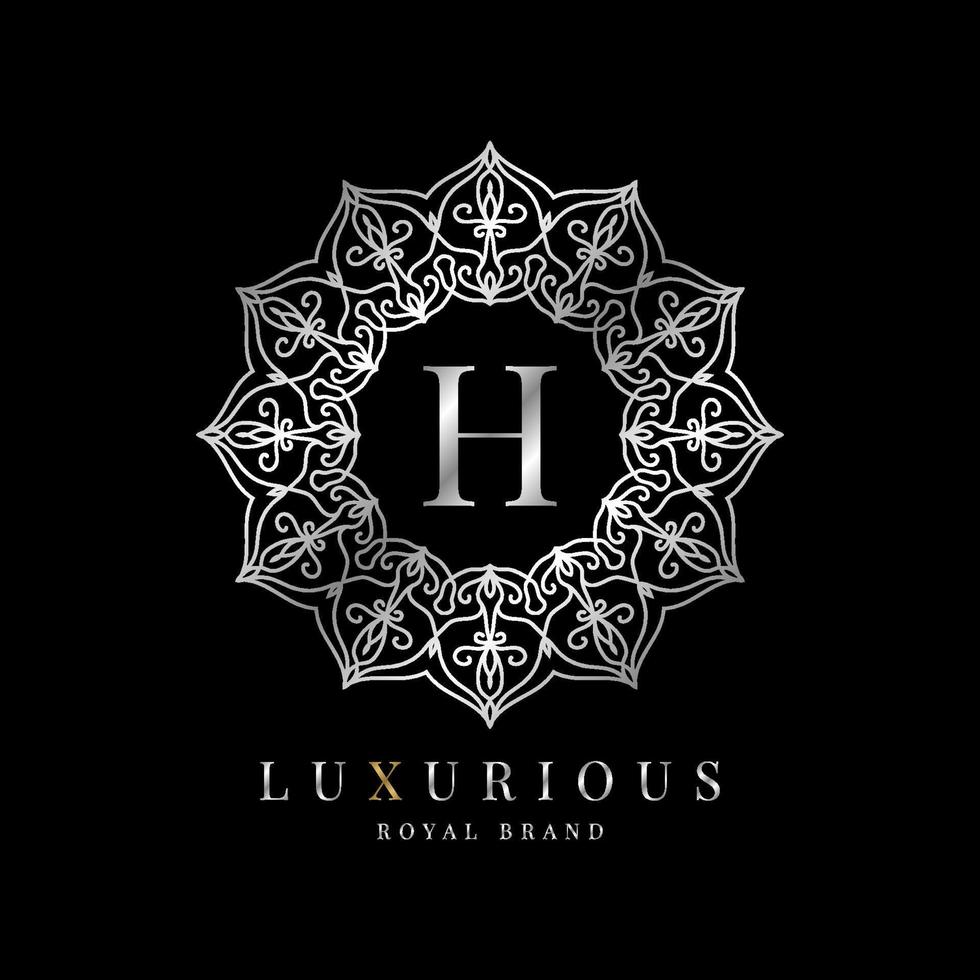 letter H luxury round alphabet logo template vector mandala for premium brand, personal branding identity, boutique, spa, wedding, gown, make up artist and cosmetic