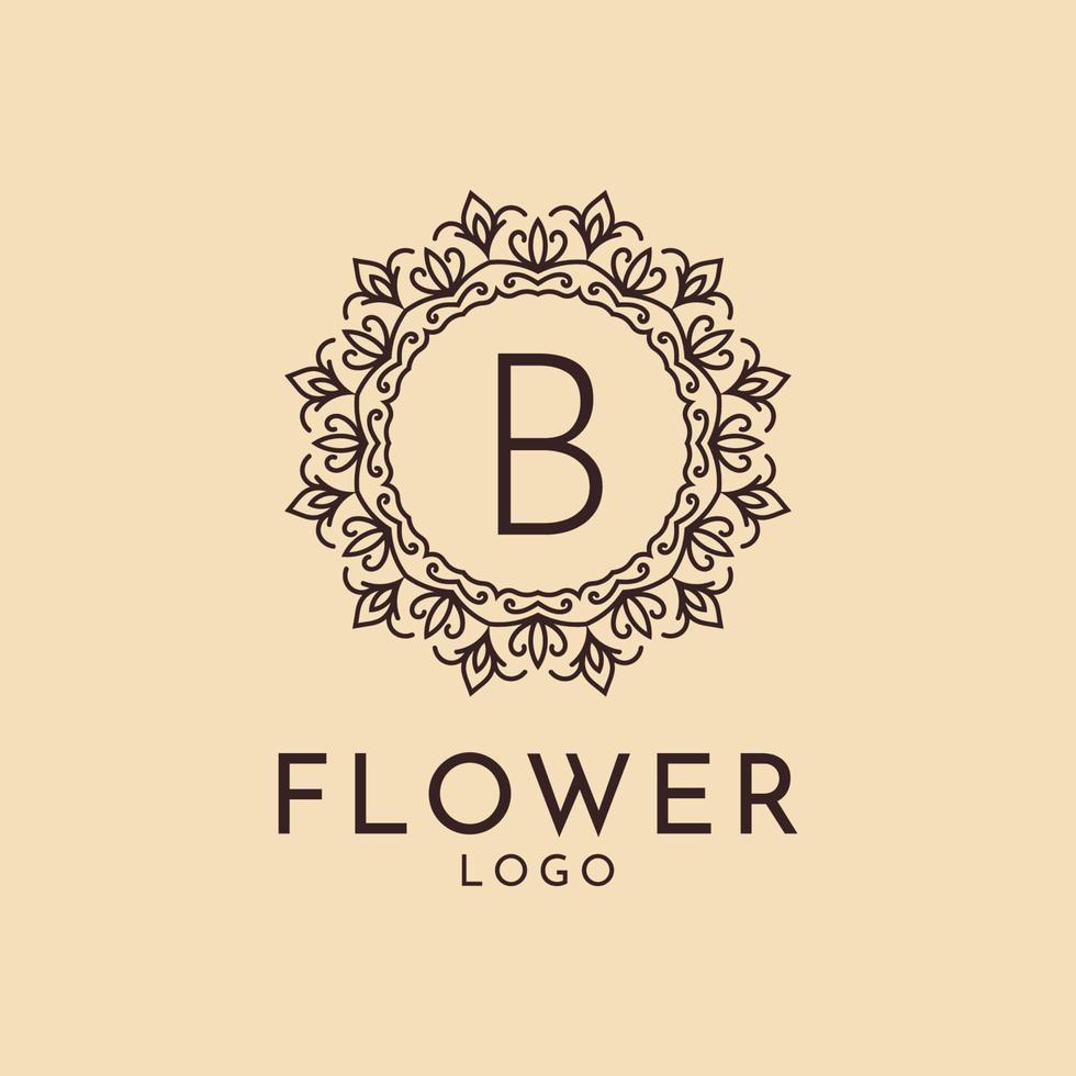 letter B flower circle decoration for spa, salon, hotel, florist, feminine brand vector