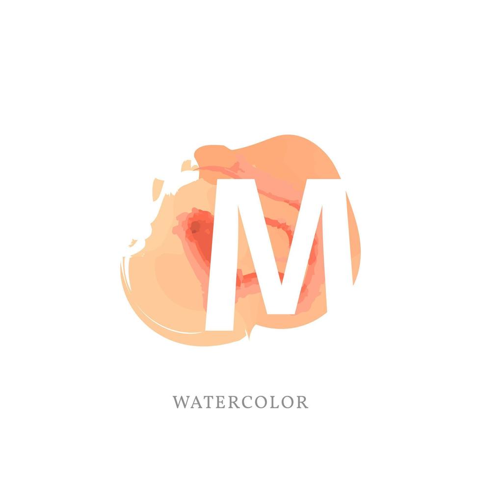 negative letter M with watercolor splash for fashion or beauty care logo, apparel brand, personal branding identity, make up artist or any other company vector