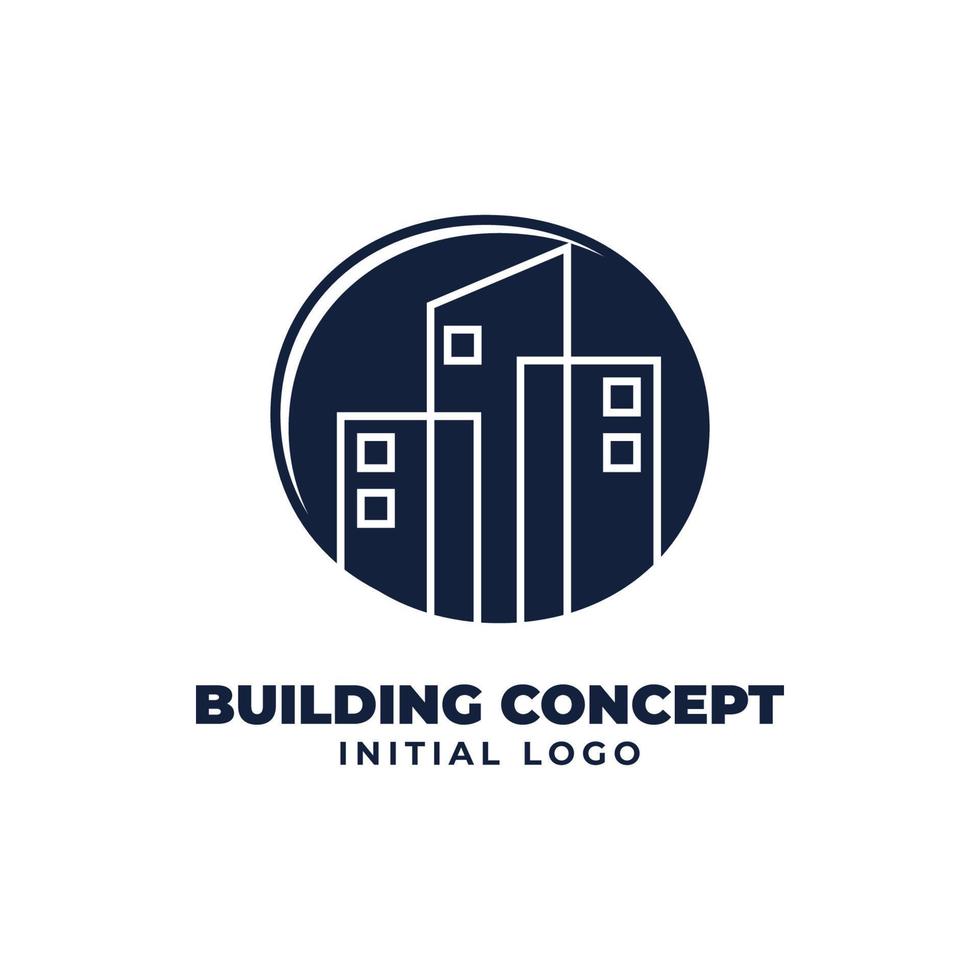 circle letter O with building object initial vector logo design suitable for real estate and property business