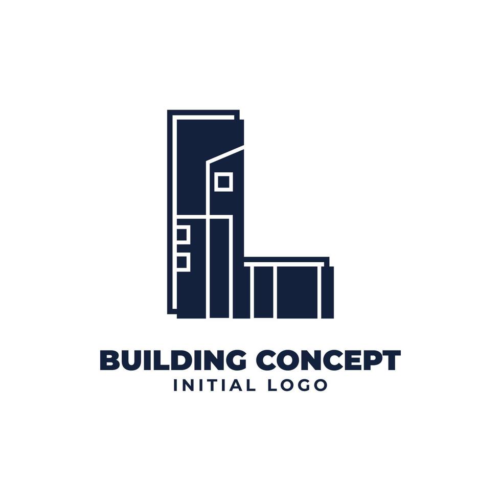 letter L with building object initial vector logo design suitable for real estate and property business