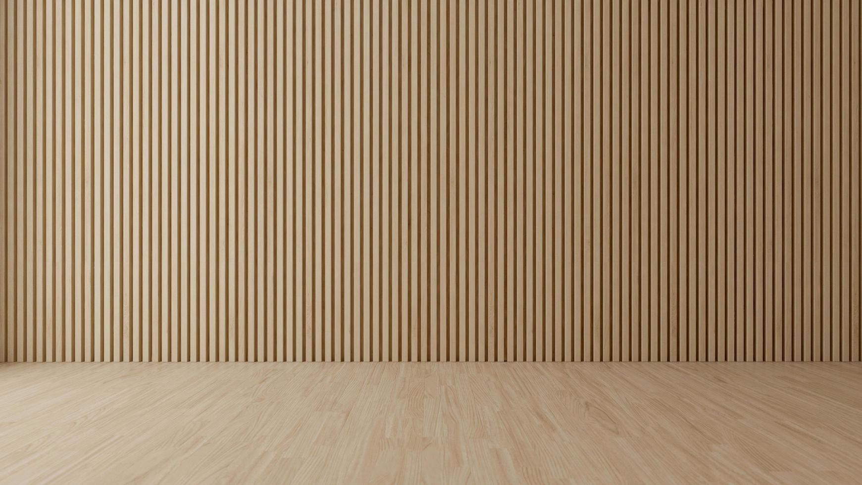 Empty room with wood wall and floor,3D rendering photo