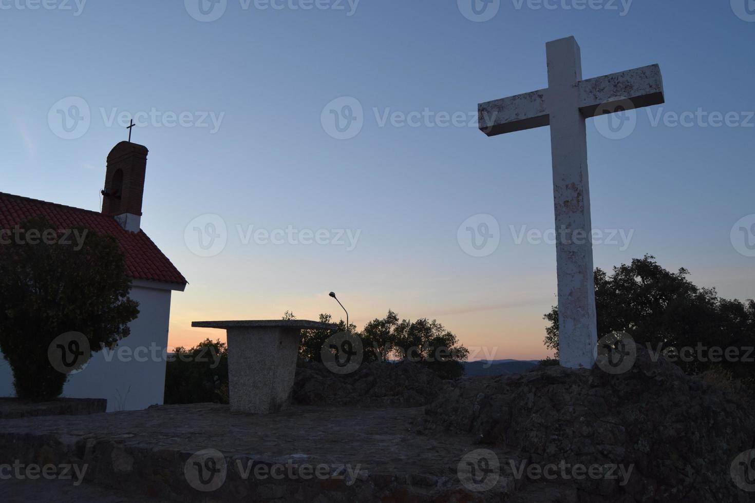 Sunset in the hermitage of the Virgen de los Pinares photo
