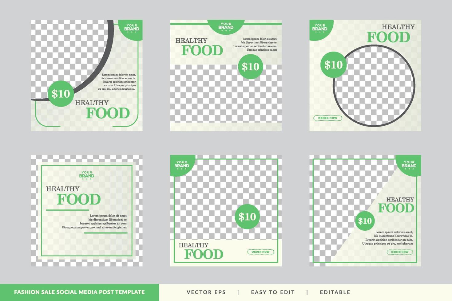 Food restaurant social media post template vector