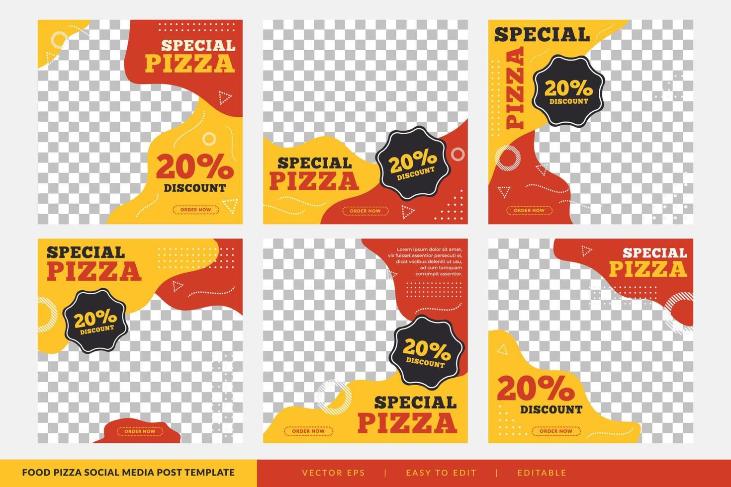 Fast Food Pizza social media post design template vector