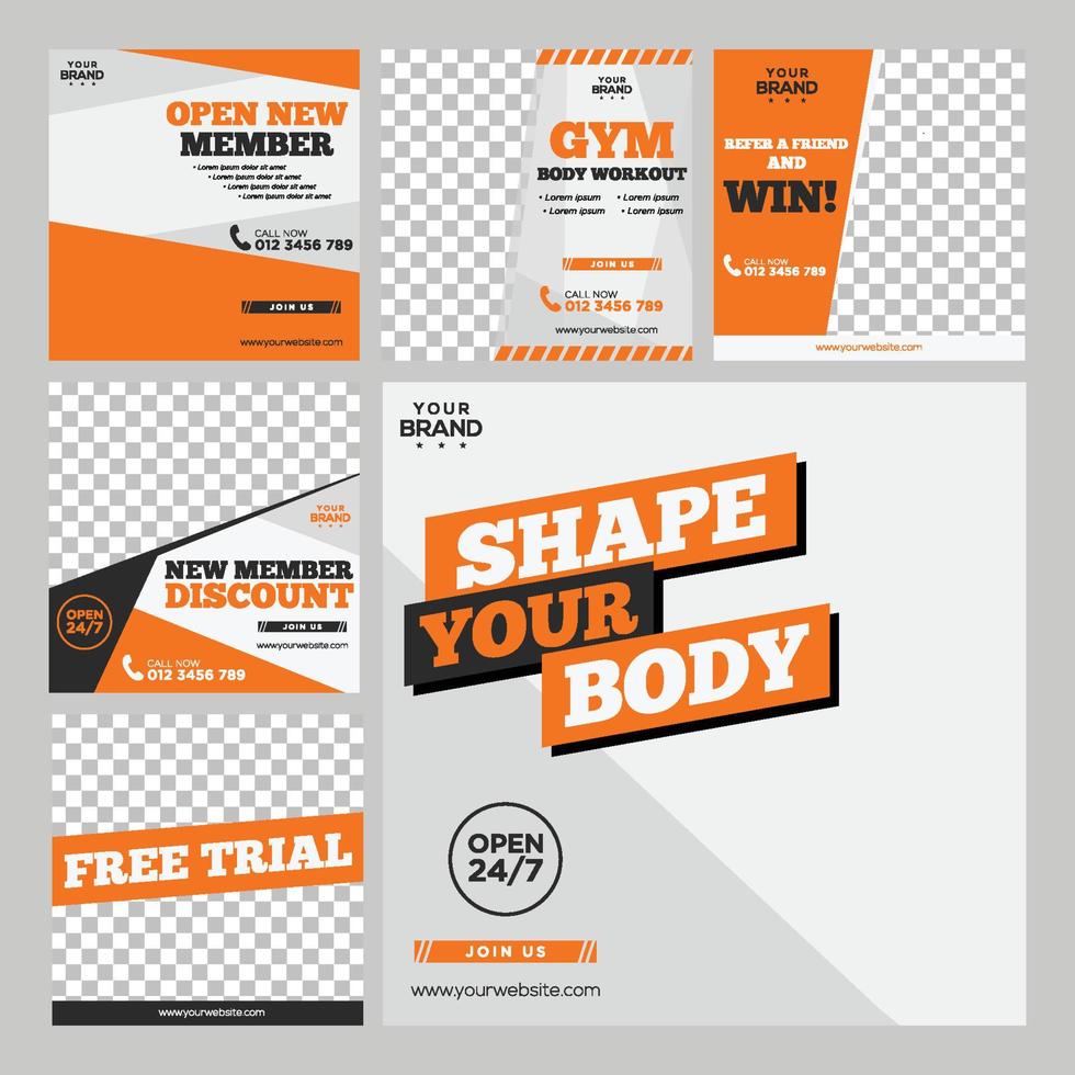 Gym Social Media Stories Template vector