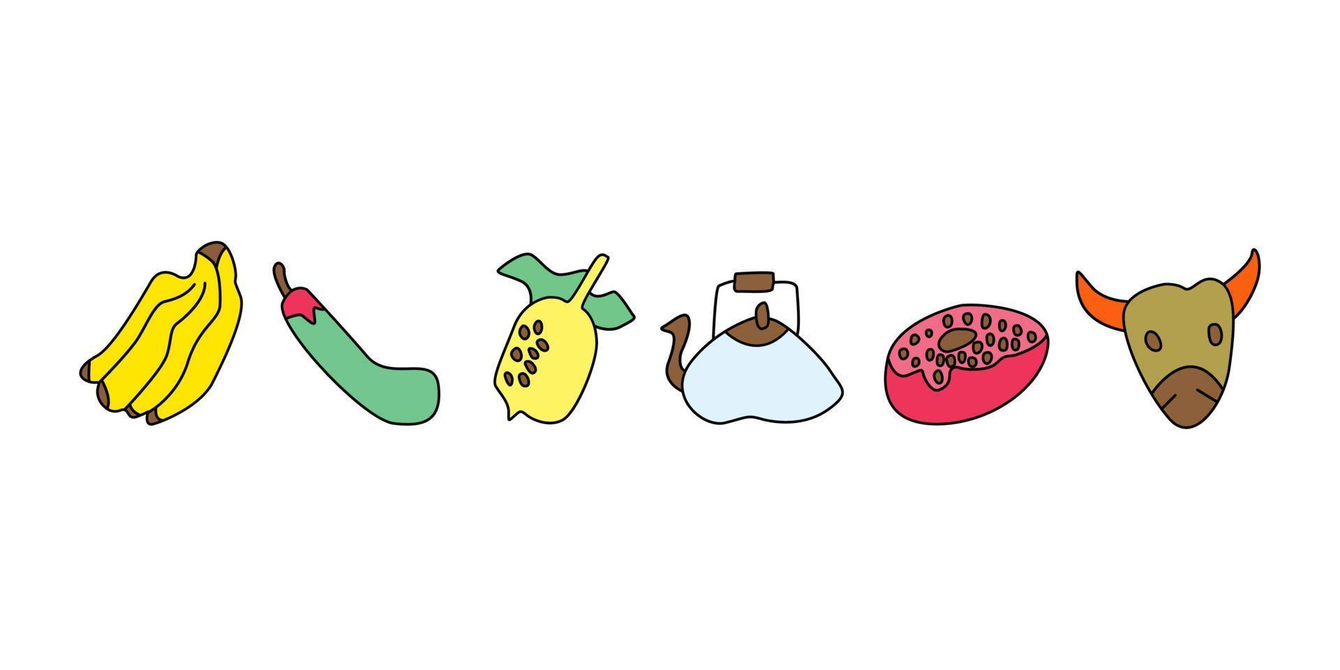 Handrawn doodles set of healthy food on white background vector