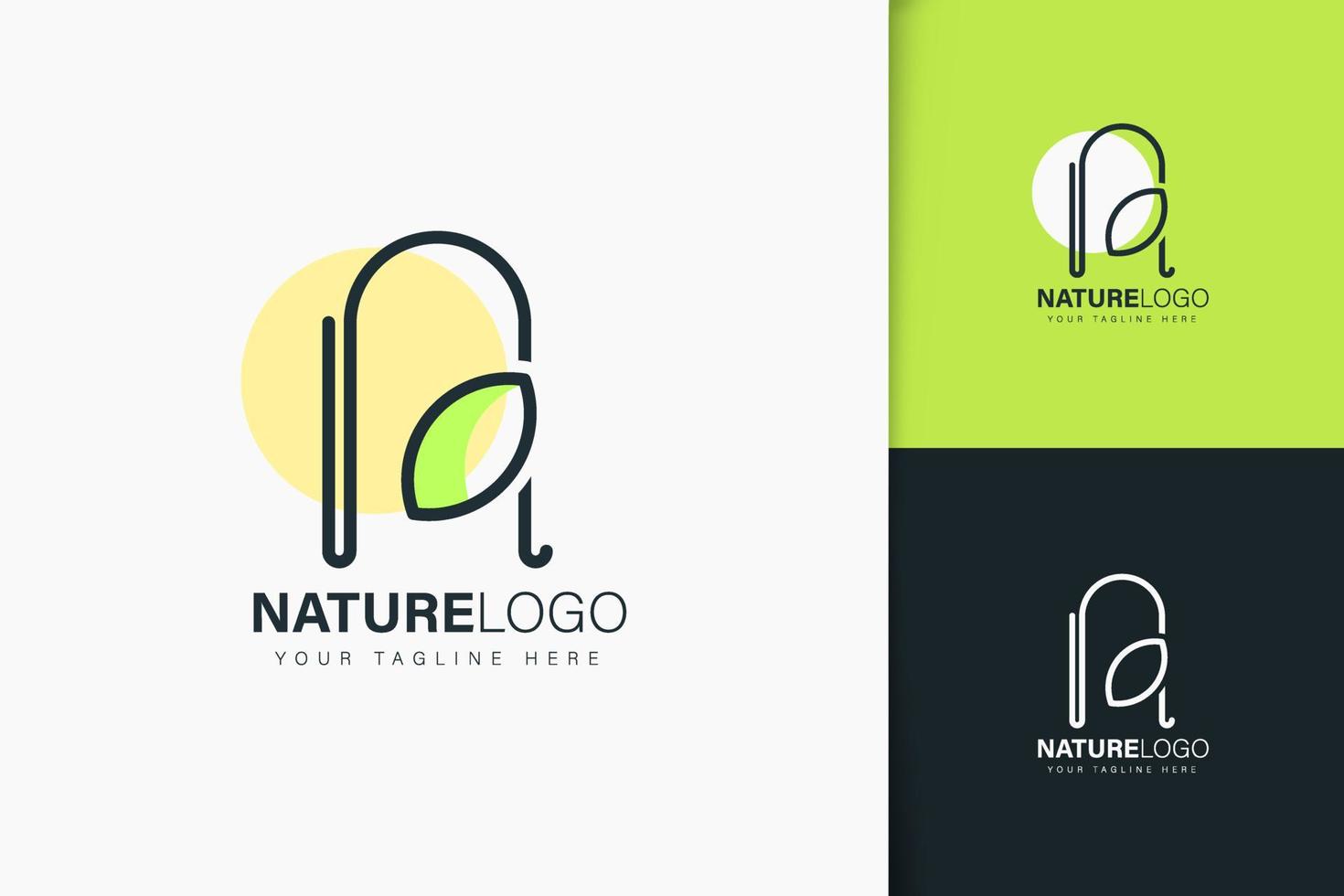 Nature logo design linear style vector