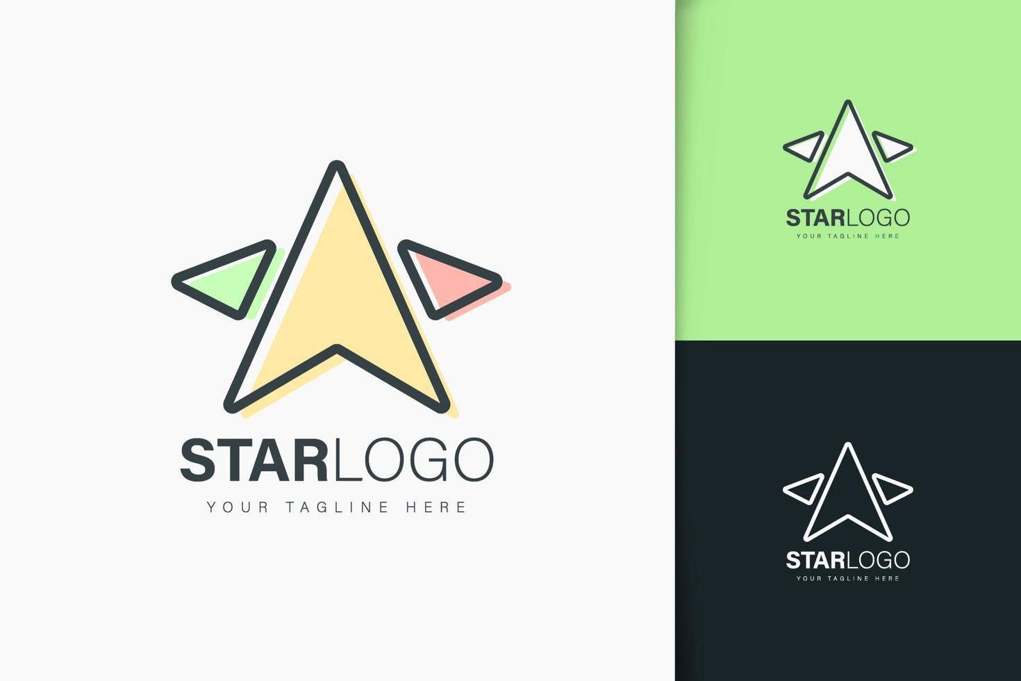 Star logo design linear style vector