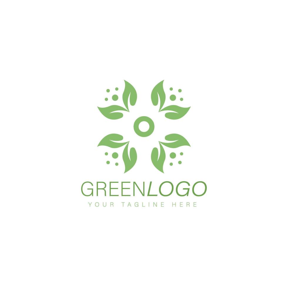 Green flower logo design vector