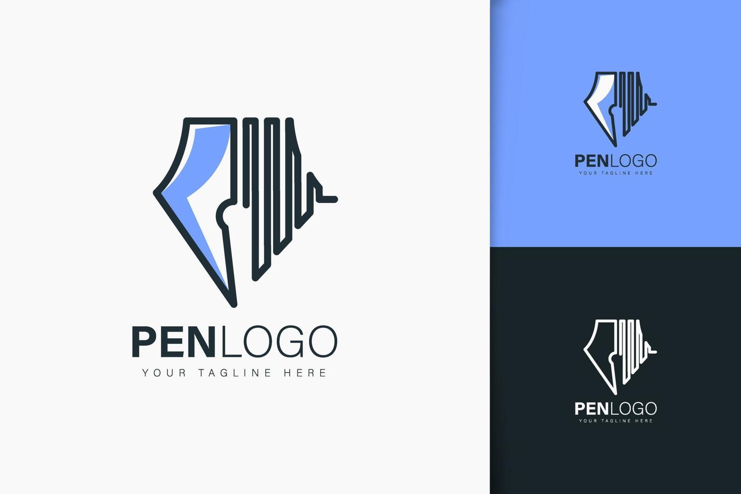 estilo lineal de diseño de logotipo de pluma vector