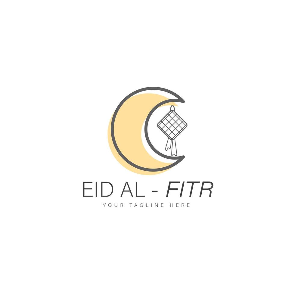 estilo lineal de diseño de logotipo ketupat eid vector