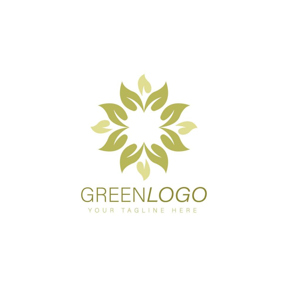 Green leaf group logo design vector