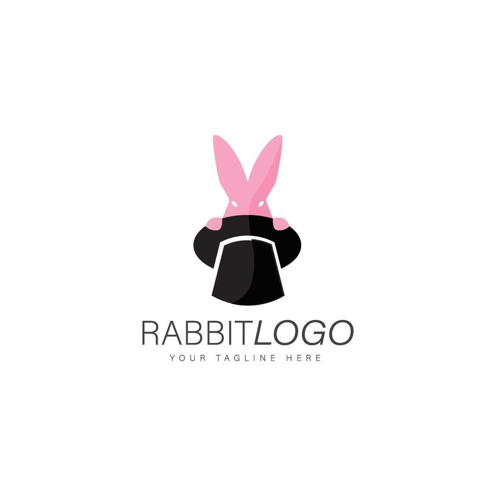 Rabbit with magic hat logo design illustration icon vector