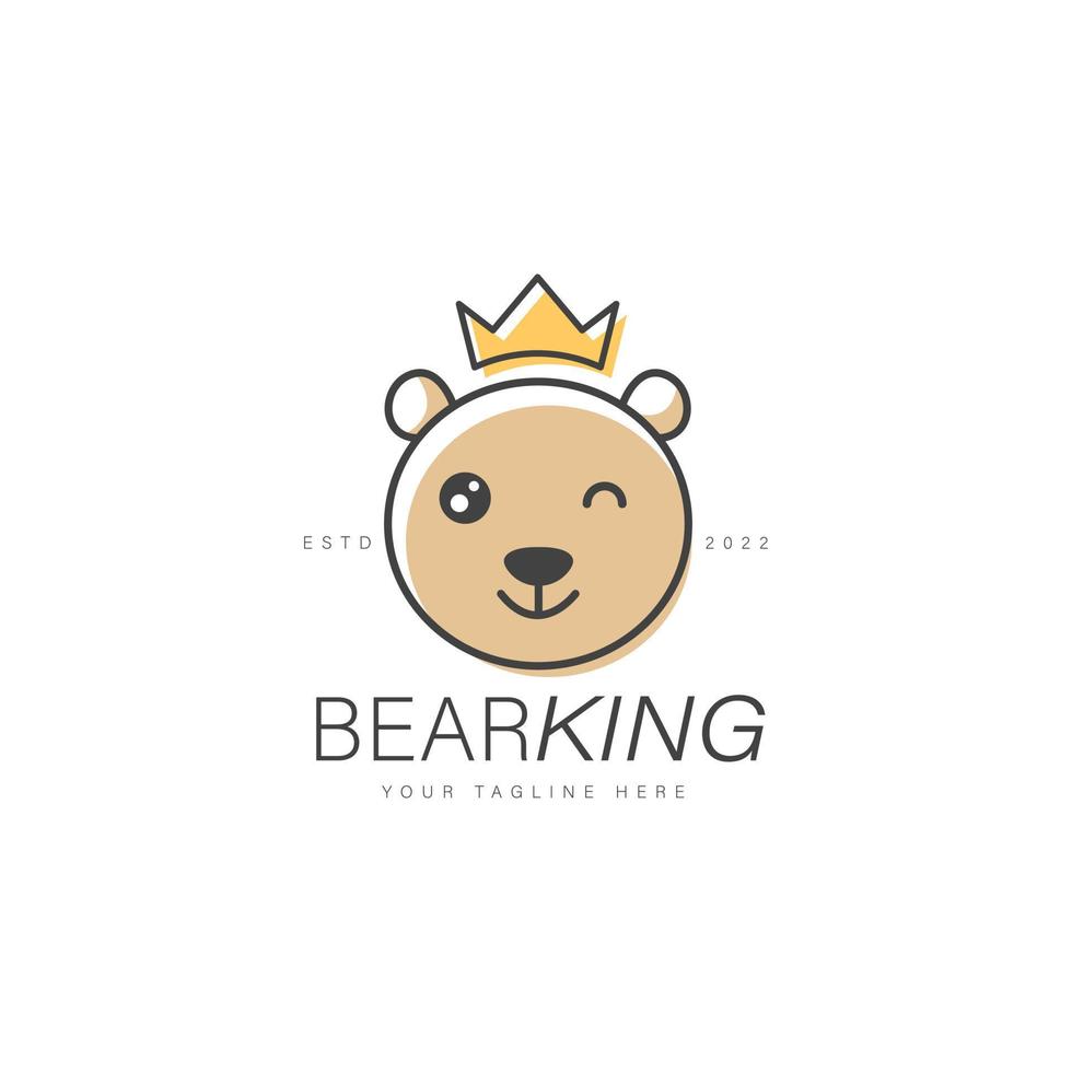 Bear king logo design illustration icon vector