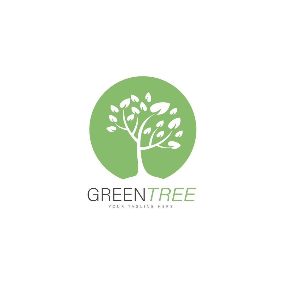 icono de ilustración de diseño de logotipo de árbol verde circular.jpg vector