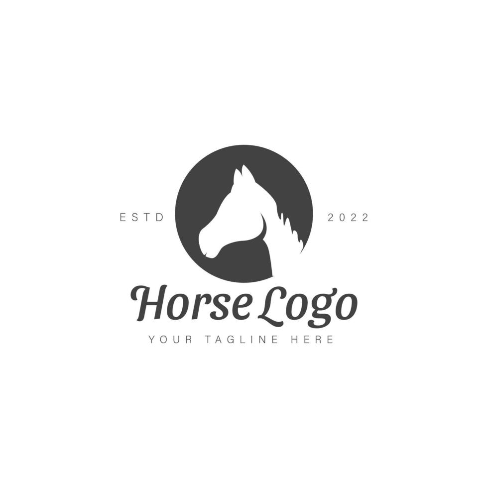 círculo con ilustración de icono de diseño de logotipo de caballo aislado vector