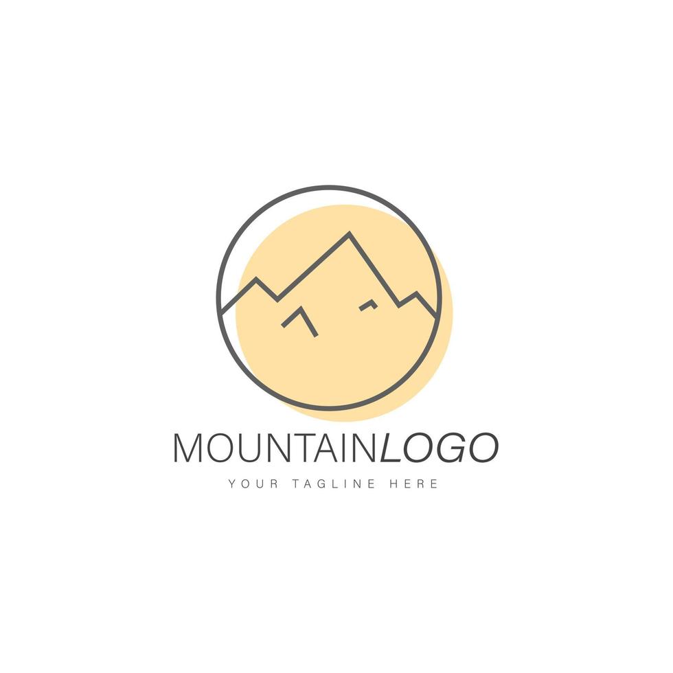 icono de ilustración de diseño de logotipo de línea de montaña vector