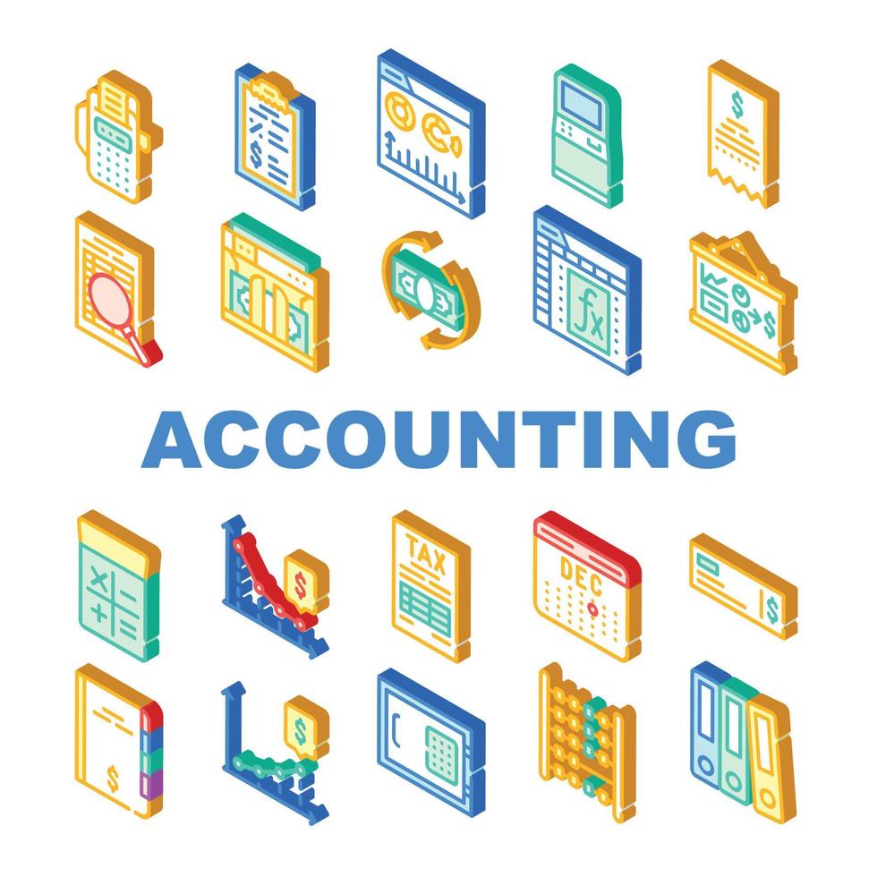 Accounting And Finance Collection Icons Set Vector