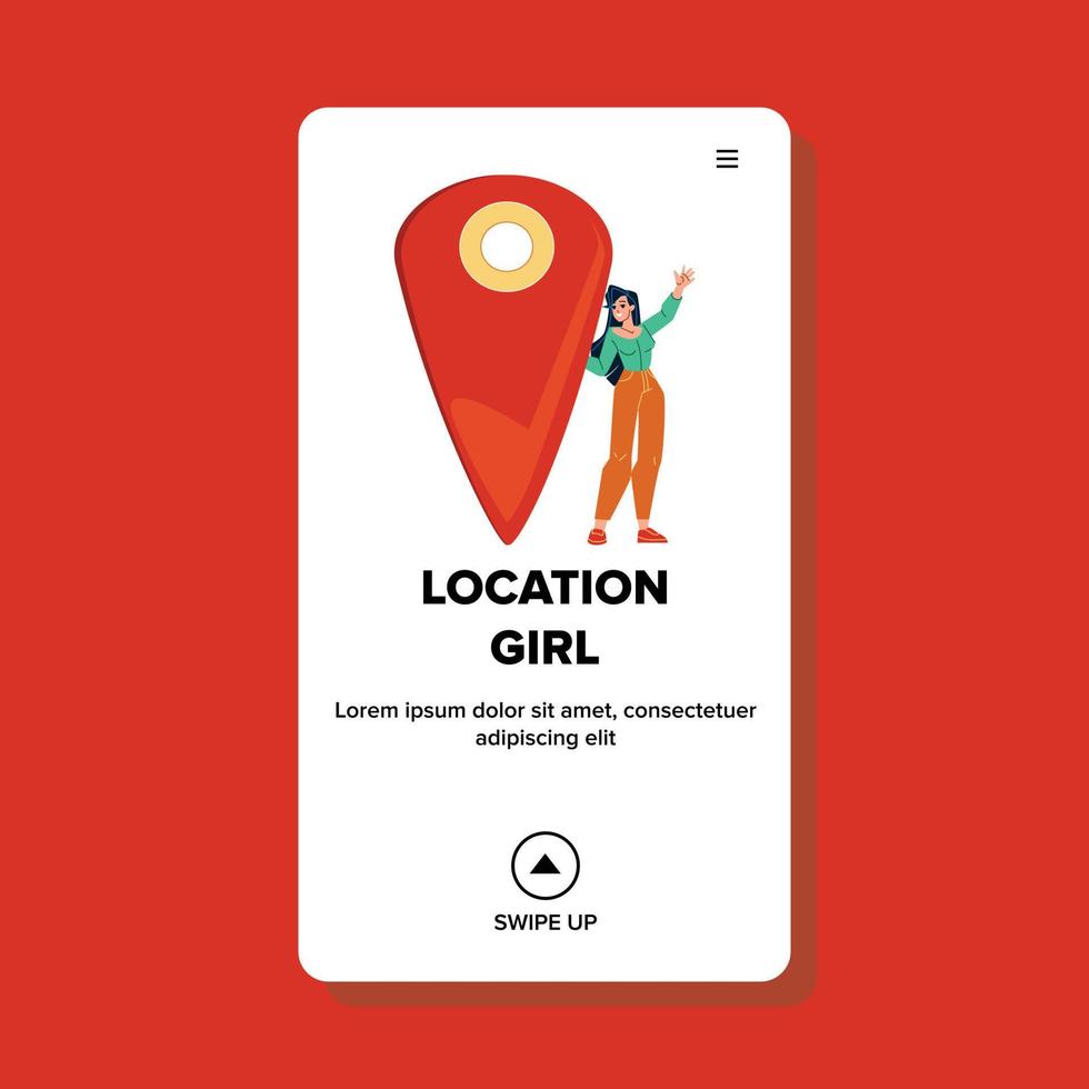 Gps Location Girl Share In Internet Online Vector