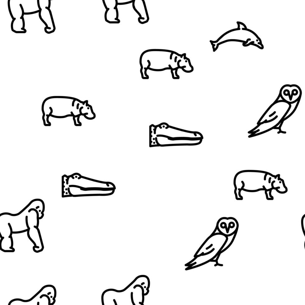 Wild Animals, Birds And Insects Vector Seamless Pattern
