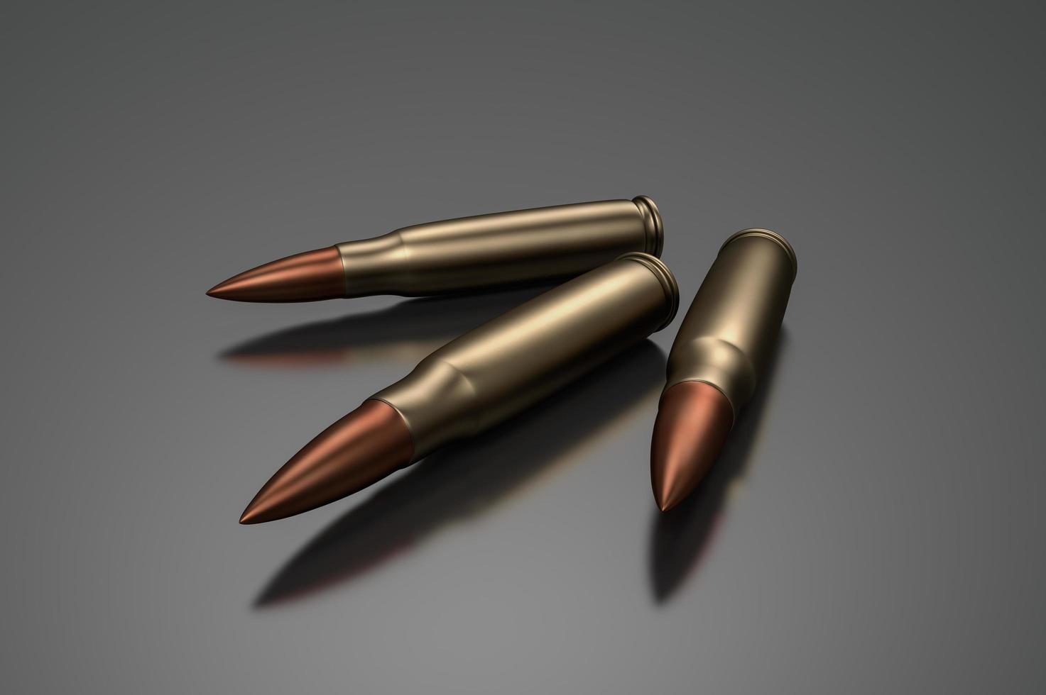 Three combat 3D cartridges from a large-caliber rifle photo