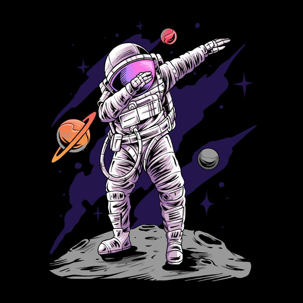 Astronaut dabbing on the moon space premium vector