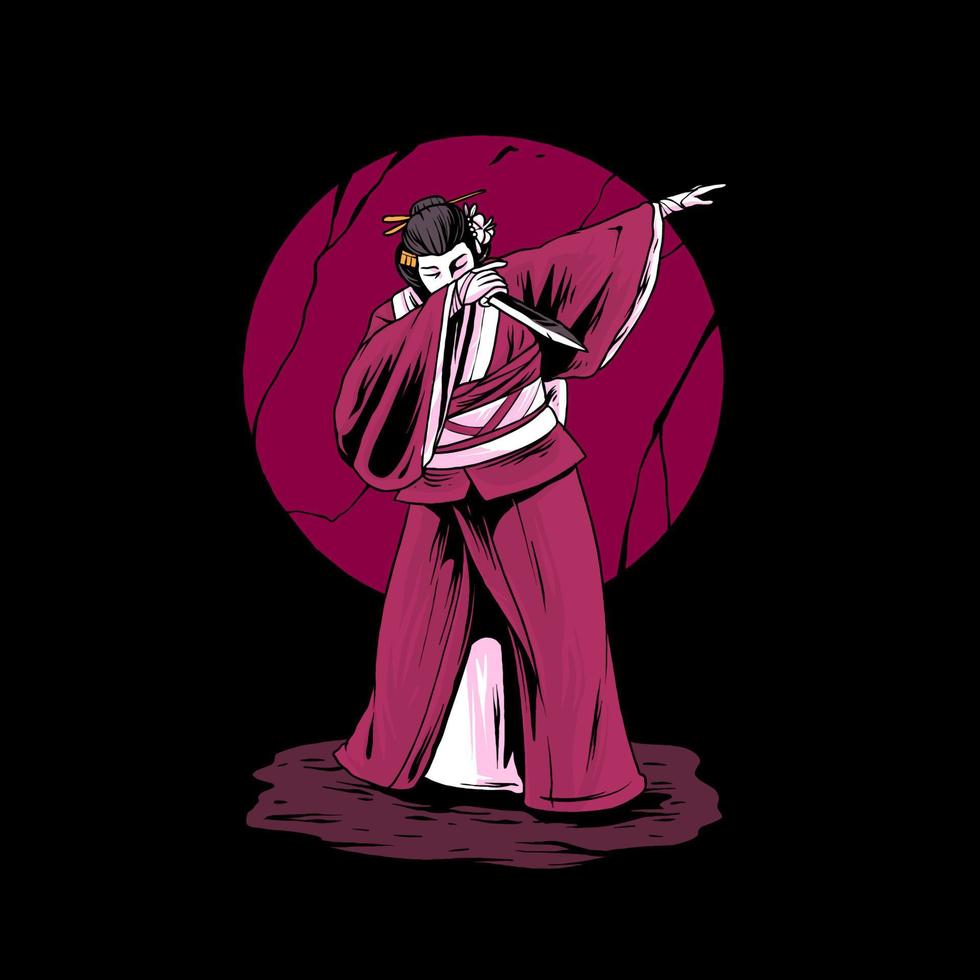 Geisha women With dabbing style Premium vector
