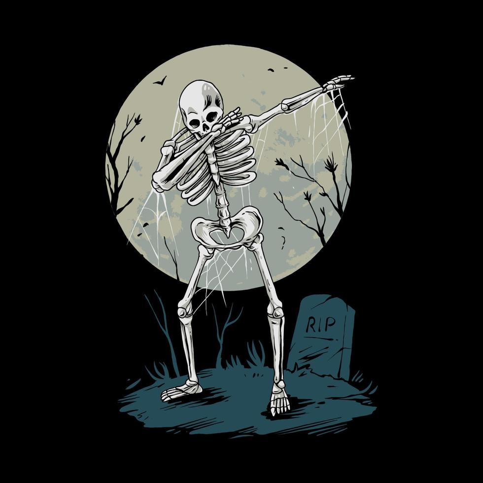 Skull dabbing on the graveyard premium vector