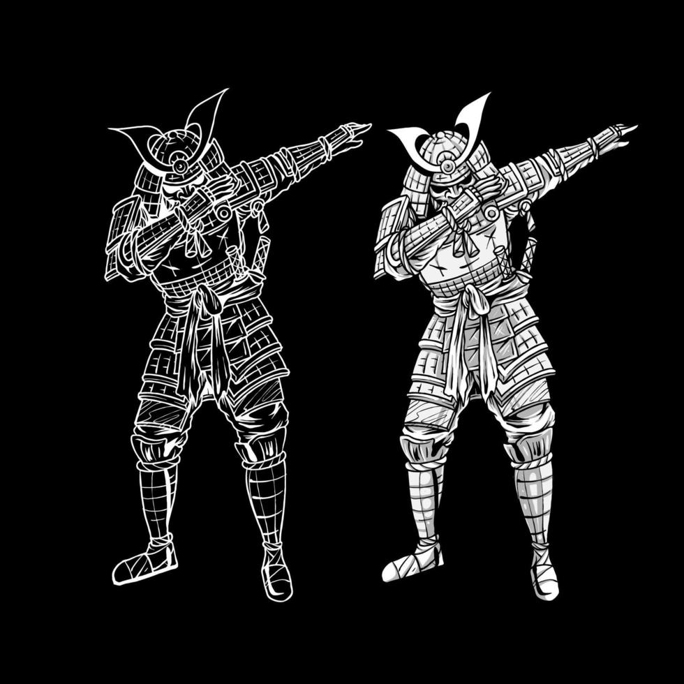 samurai dabbing on the torii gate premium vector