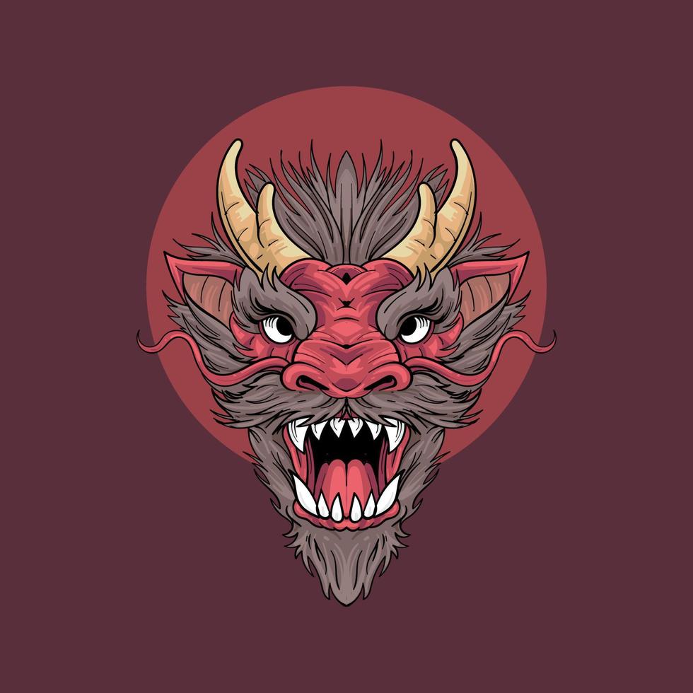 Chinese dragon head Illustration premium vector