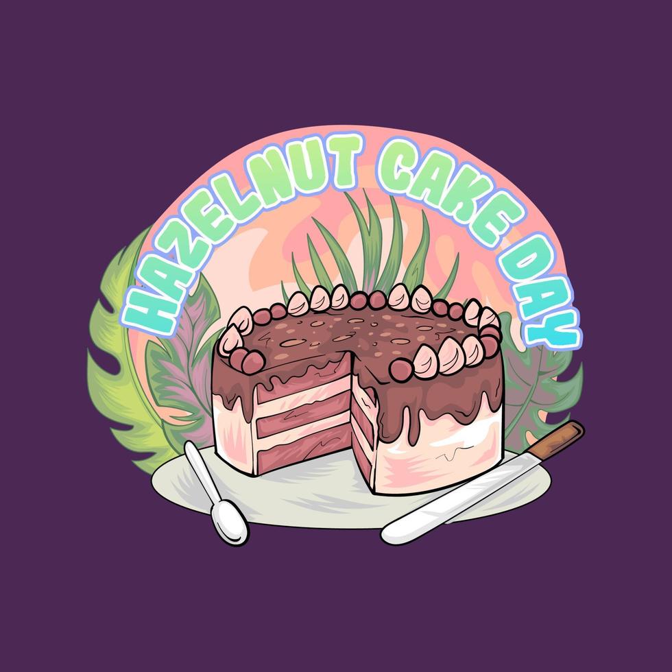 Hazelnut cake day celebate Illustration Premium vector