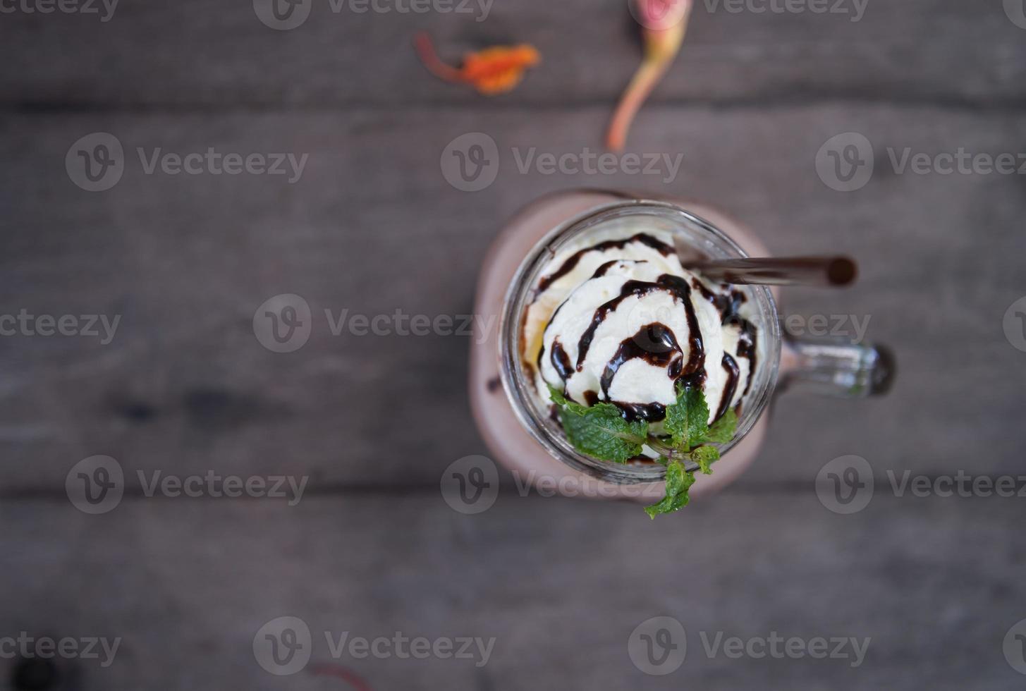 Top view Chocolate smoothies photo