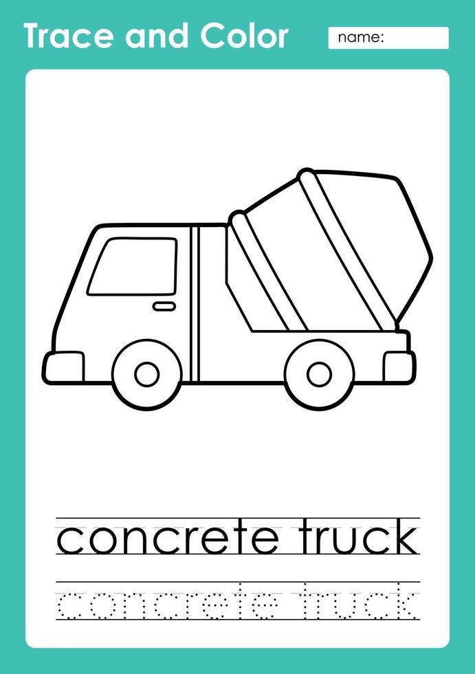 Trace and Color worksheets with the vehicle vector