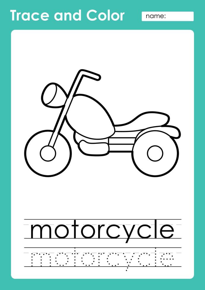 Trace and Color worksheets with the vehicle vector