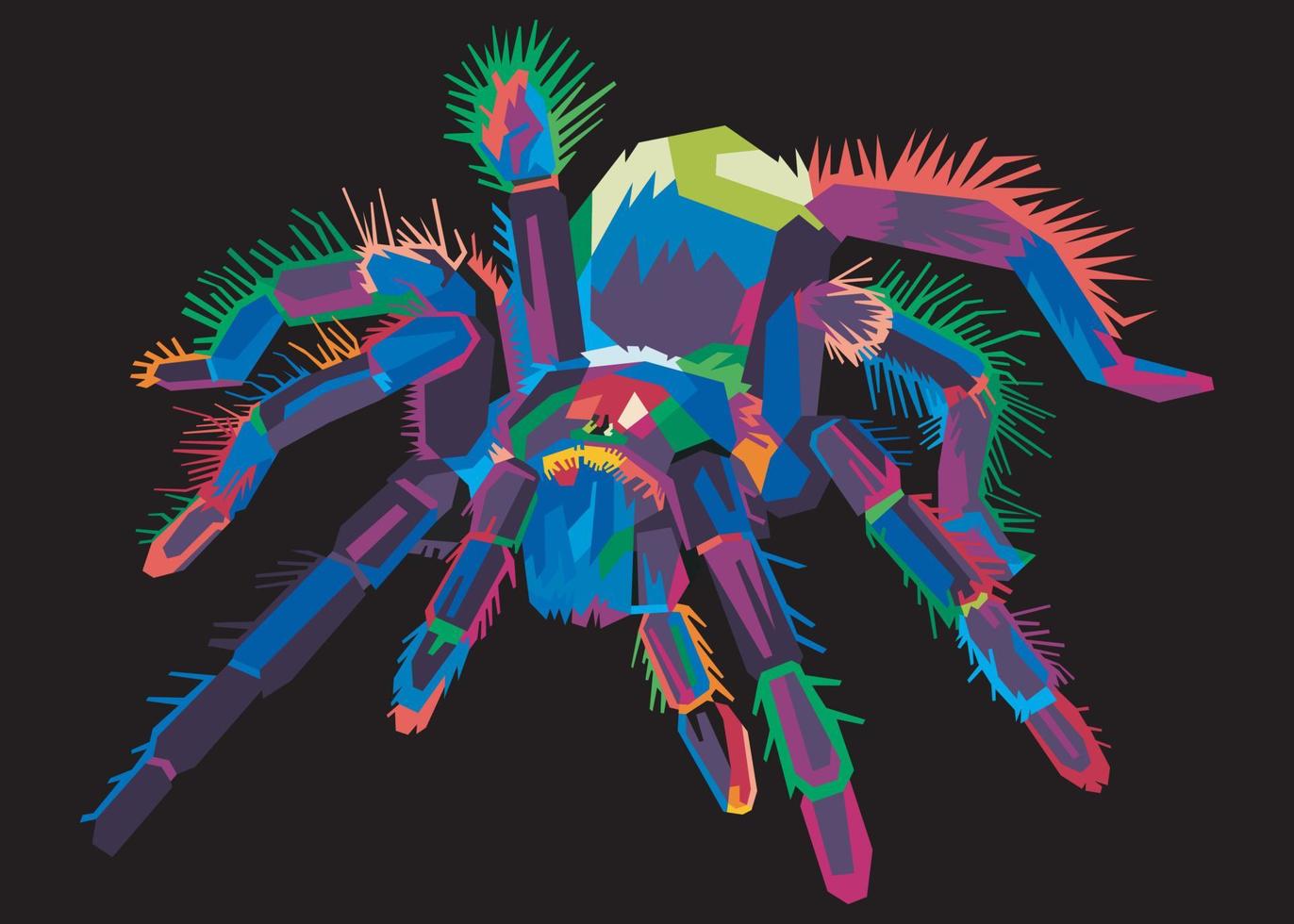 araña tarántula colorida sobre un fondo de estilo de arte pop aislado y fresco. estilo wpap vector