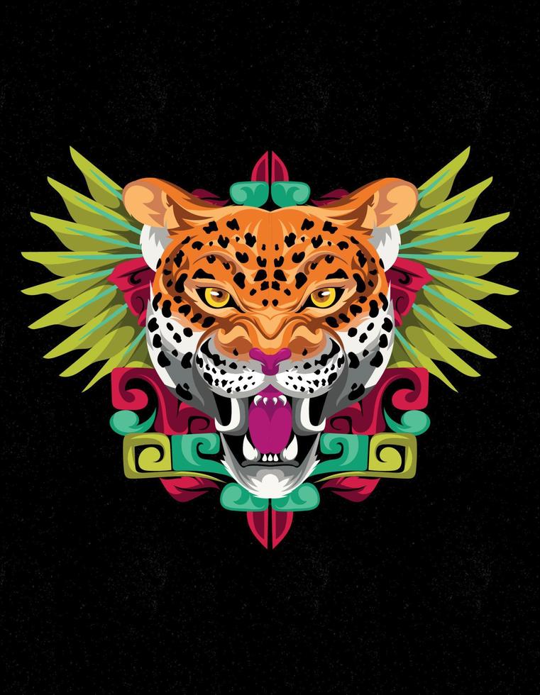 azteca jaguar quetzal arte vector